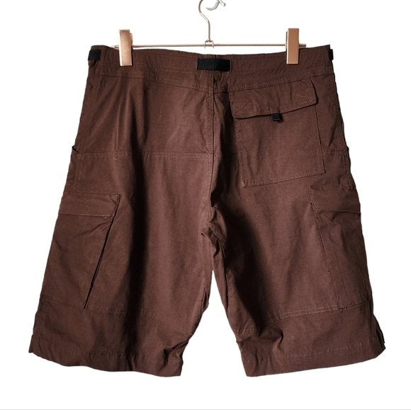 PRANA x VINTAGE‎ 90's Belted Nylon cargo shorts hiking short in brown L - Picture 2 of 7